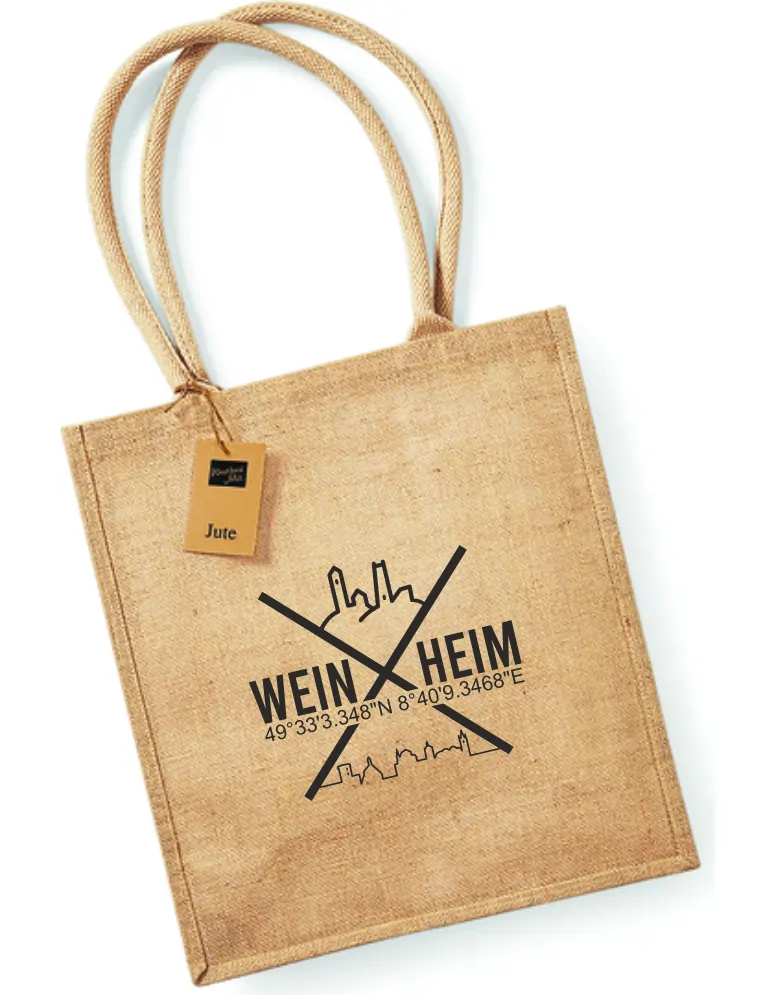 Jute Tasche mit Druck Weinheim Kreuz
